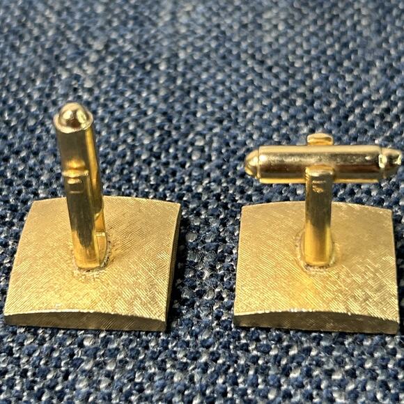 Dante Cufflink Set Men's Gold Tone And Tigereye Vintage - Picture 4 of 6